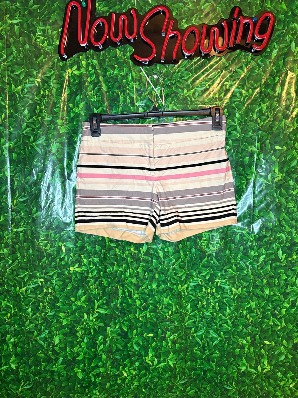 Cynthia Rowley Multistripe Beige, Pink & Black Bermuda Shorts